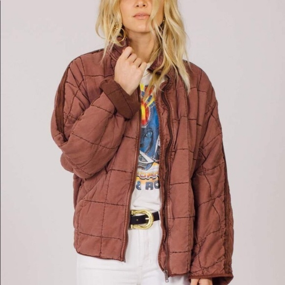 Free People Dolman Quilted Terracotta Jacket XS